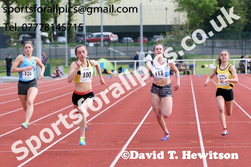Womens under-20s 100 metres, 2019 North Eastern Track and Field Champs., Middlesbrough. Photo:  David T. Hewitson/Sports for All Pics